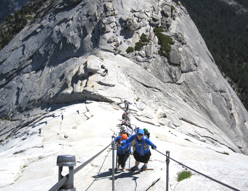 Going up the cables on Half Dome